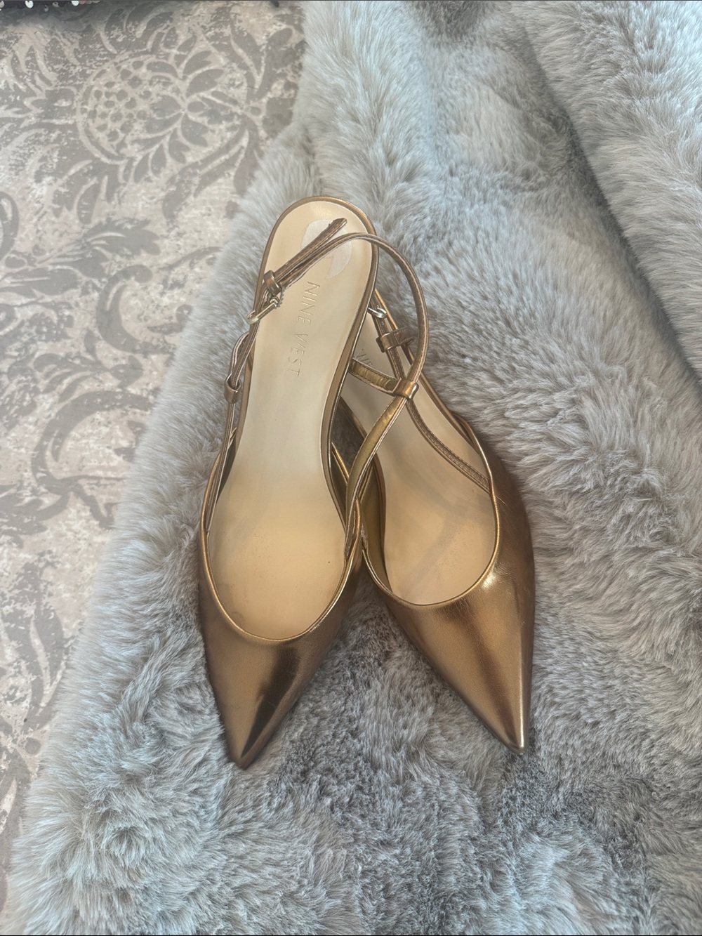 Nine West Metallic Gold / Copper color Pointed Slingback Heels